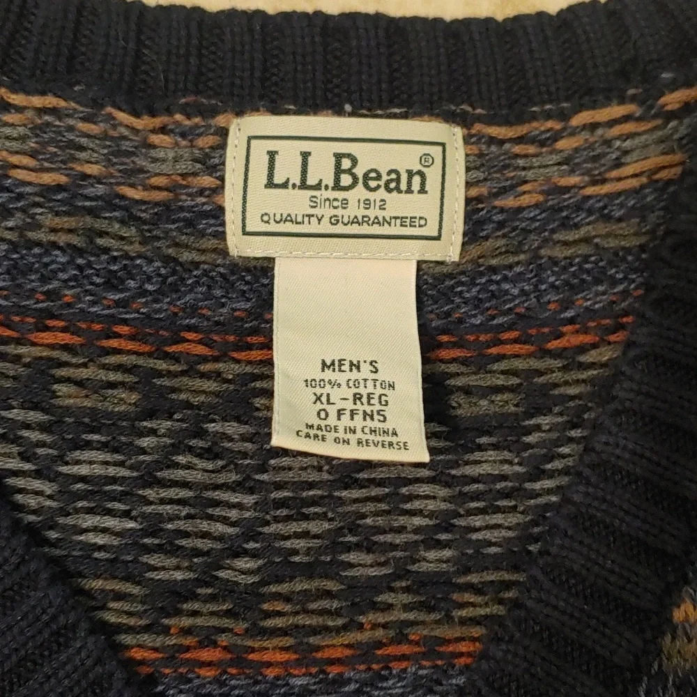 VTG L.L. Bean Fair Isle Sweater Vest Navy Blue Men's Size XL